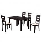 Mila Set Τραπεζαρία Κουζίνας Ξύλινη Επεκτεινόμενο Τραπέζι 4 Καρέκλες Σκ Καρυδί PVC Εκρού c530405