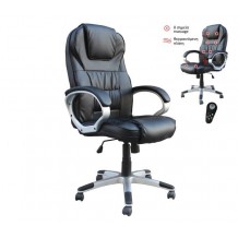 Πολυθρόνα Γραφείου Διευθυντή 8 Σημεία Massage Θερμαινόμενη Πλάτη Pu Μαύρο c530410