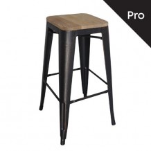Intra Wood Σκαμπό Bar Pro Μέταλλο Βαφή Antique Black Απόχρωση Ξύλου Natural Oak c530438