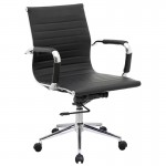 Πολυθρόνα Γραφείου Μέταλλο Βάση Χρώμιο PU Μαύρο c530478