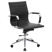 Πολυθρόνα Γραφείου Μέταλλο Βάση Χρώμιο PU Μαύρο c530478