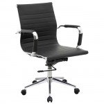 Πολυθρόνα Γραφείου Μέταλλο Βάση Χρώμιο PU Μαύρο c530478