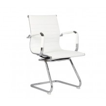 Πολυθρόνα Γραφείου Επισκέπτη Μέταλλο Βάση Χρώμιο PU Άσπρο c530485