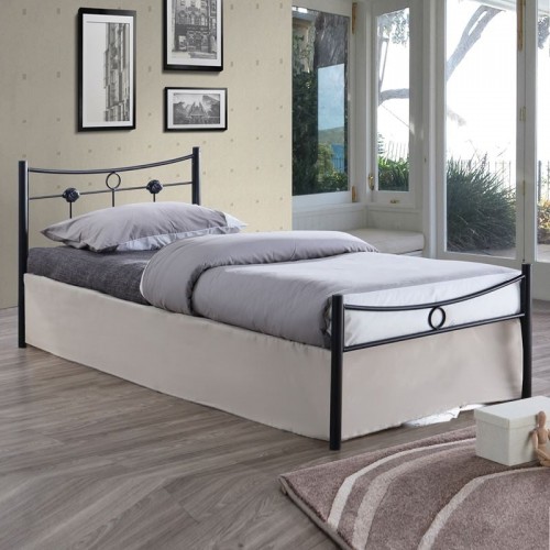 Dan Κρεβάτι Μονό για Στρώμα 90x200cm Μέταλλο Βαφή Μαύρο c530505
