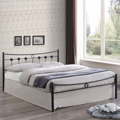Dan Κρεβάτι Διπλό για Στρώμα 150x200cm Μέταλλο Βαφή Μαύρο c530507