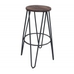 Arch Wood Σκαμπό Bar Μέταλλο Βαφή Μαύρο Ξύλο Απόχρωση Dark Oak c530512