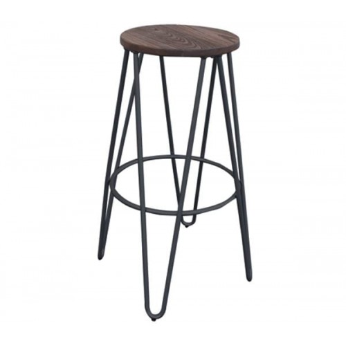 Arch Wood Σκαμπό Bar Μέταλλο Βαφή Μαύρο Ξύλο Απόχρωση Dark Oak c530512