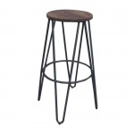 Arch Wood Σκαμπό Bar Μέταλλο Βαφή Μαύρο Ξύλο Απόχρωση Dark Oak c530512