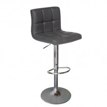 Line Σκαμπό BAR με Πλάτη Χρώμιο PU Γκρι Ρυθμιζόμενο Ύψος Περιστρεφόμενο c530523