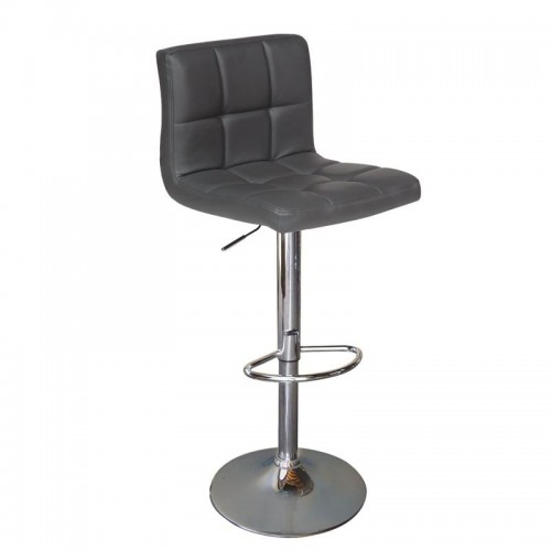 Line Σκαμπό BAR με Πλάτη Χρώμιο PU Γκρι Ρυθμιζόμενο Ύψος Περιστρεφόμενο c530523