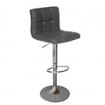 Line Σκαμπό BAR με Πλάτη Χρώμιο PU Γκρι Ρυθμιζόμενο Ύψος Περιστρεφόμενο c530523