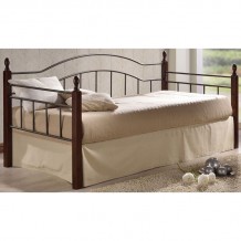 Vini Daybed Κρεβάτι Μονό Μέταλλο Βαφή Μαύρο Ξύλο Καρυδί c530539