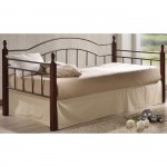 Vini Daybed Κρεβάτι Μονό Μέταλλο Βαφή Μαύρο Ξύλο Καρυδί c530539