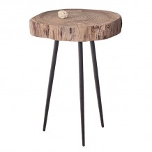 Pati Τραπεζάκι Σαλονιού Καθιστικού Μέταλλο Βαφή Μαύρο Ξύλο Ακακία Φυσικό c530567