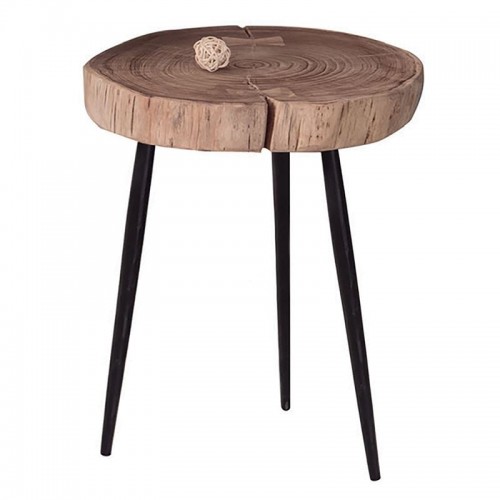 Pati Τραπεζάκι Σαλονιού Καθιστικού Μέταλλο Βαφή Μαύρο Ξύλο Ακακία Φυσικό c530568