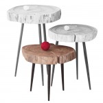 Pati Τραπεζάκι Σαλονιού Καθιστικού Μέταλλο Βαφή Μαύρο Ξύλο Ακακία Φυσικό c530569