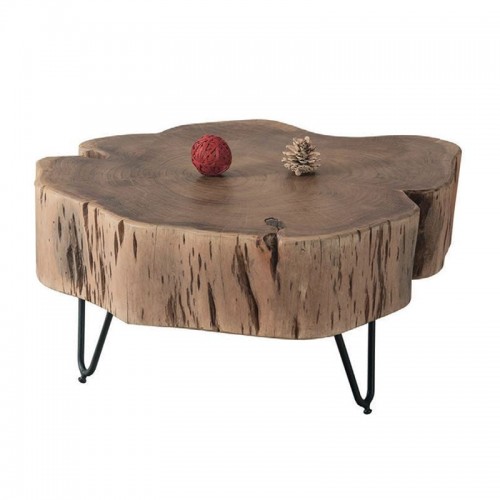 Liso Τραπεζάκι Σαλονιού Καθιστικού Μέταλλο Βαφή Μαύρο Ξύλο Ακακία Φυσικό c530570