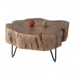 Liso Τραπεζάκι Σαλονιού Καθιστικού Μέταλλο Βαφή Μαύρο Ξύλο Ακακία Φυσικό c530570