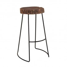 Atrio Σκαμπό BAR Μέταλλο Βαφή Μαύρο Ξύλο Ακακία Φυσικό c530571