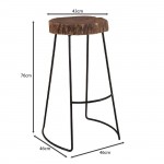 Atrio Σκαμπό BAR Μέταλλο Βαφή Μαύρο Ξύλο Ακακία Φυσικό c530571