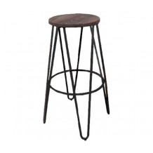 Arch Wood Σκαμπό Bar Μέταλλο Βαφή Antique Black Ξύλο Απόχρωση Dark Oak c530579