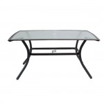 Astir Τραπέζι Dining Μεταλλικό Ανθρακί Γυαλί c530580