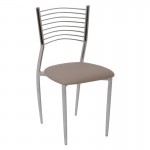 Anette Καρέκλα Μέταλλο Χρώμιο PVC Cappuccino Συσκ 6 Τεμαχίων c530587