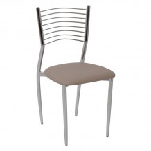 Anette Καρέκλα Μέταλλο Χρώμιο PVC Cappuccino Συσκ 6 Τεμαχίων c530587