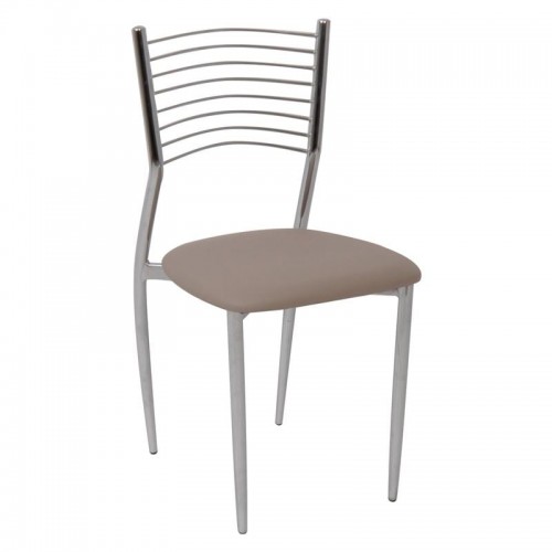 Anette Καρέκλα Μέταλλο Χρώμιο PVC Cappuccino Συσκ 6 Τεμαχίων c530587