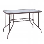 Balo Τραπέζι Κήπου Βεράντας Μέταλλο Βαφή Καφέ Γυαλί Tempered c530595