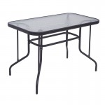 Balo Τραπέζι Κήπου Βεράντας Μέταλλο Βαφή Ανθρακί Γυαλί Tempered c530596