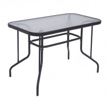 Balo Τραπέζι Κήπου Βεράντας Μέταλλο Βαφή Ανθρακί Γυαλί Tempered c530596