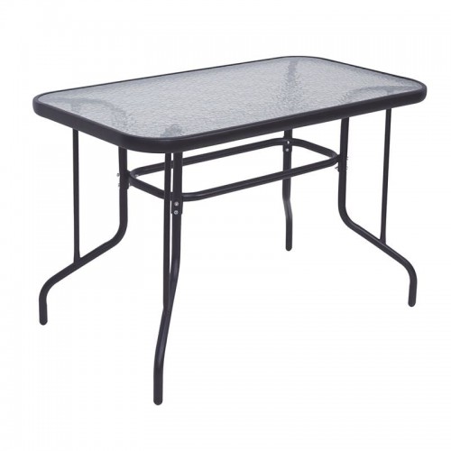 Balo Τραπέζι Κήπου Βεράντας Μέταλλο Βαφή Ανθρακί Γυαλί Tempered c530596