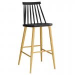 Vita Σκαμπό BAR με Πλάτη Μέταλλο Βαφή Φυσικό PP Μαύρο set 4τεμ c530605