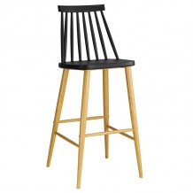 Vita Σκαμπό BAR με Πλάτη Μέταλλο Βαφή Φυσικό PP Μαύρο set 4τεμ c530605