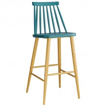 Vita Σκαμπό BAR με Πλάτη Μέταλλο Βαφή Φυσικό PP Μπλε set 4τεμ c530606