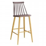 Vita Σκαμπό BAR με Πλάτη Μέταλλο Βαφή Φυσικό PP Απόχρωση Sand Beige set 4τεμ c530607