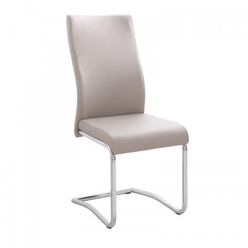 Ben Καρέκλα Μέταλλο Χρώμιο PVC Cappuccino Συσκ 4 Τεμαχίων c530622