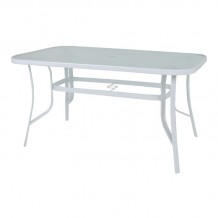 Reno Τραπέζι Κήπου Βεράντας Μέταλλο Βαφή Άσπρο Γυαλί c530631