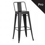 Intra Σκαμπό Bar Pro με Πλάτη Μέταλλο Βαφή Μαύρο Matte c530673