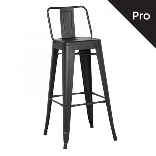 Intra Σκαμπό Bar Pro με Πλάτη Μέταλλο Βαφή Μαύρο Matte c530673