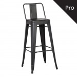 Intra Σκαμπό Bar Pro με Πλάτη Μέταλλο Βαφή Μαύρο Matte c530673