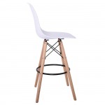 Legno Σκαμπό BAR με Πλάτη Πόδια Οξιά Φυσικό PP Άσπρο c530685