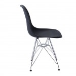 Legno Καρέκλα Τραπεζαρίας Κουζίνας Μέταλλο Χρώμιο PP Μαύρο σετ 4τεμ c530703