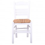 Sifnos Καρέκλα Οξιά Βαφή Εμποτισμού Λάκα Άσπρο Κάθισμα Ψάθα c530718