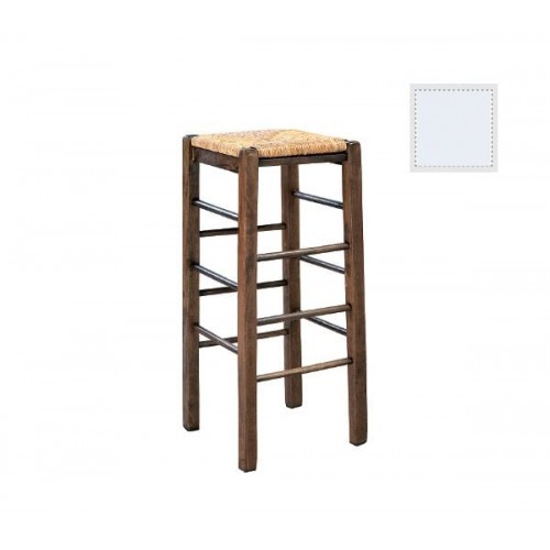 Tavern Σκαμπό BAR Οξιά Βαφή Εμποτισμός Λάκα Άσπρο Κάθισμα Ψάθα c530719