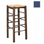 Tavern Σκαμπό BAR Οξιά Εμποτισμός Ανιλίνη Μπλε Κάθισμα Ψάθα c530726