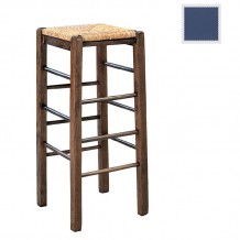 Tavern Σκαμπό BAR Οξιά Εμποτισμός Ανιλίνη Μπλε Κάθισμα Ψάθα c530726