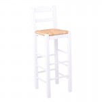 Sifnos Σκαμπό BAR με Πλάτη Οξιά Εμποτισμός Λάκα Άσπρο Κάθισμα Ψάθα c530738