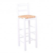 Sifnos Σκαμπό BAR με Πλάτη Οξιά Εμποτισμός Λάκα Άσπρο Κάθισμα Ψάθα c530738